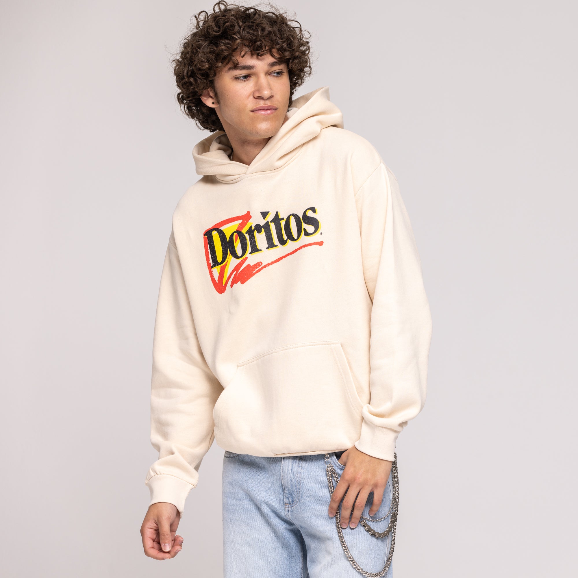 Cream hoodie with 