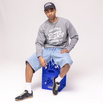Grey crewneck sweatshirt with white 
