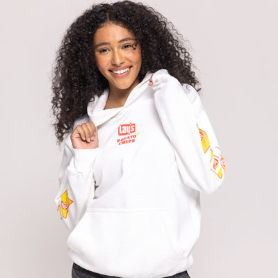 White hoodie with red 