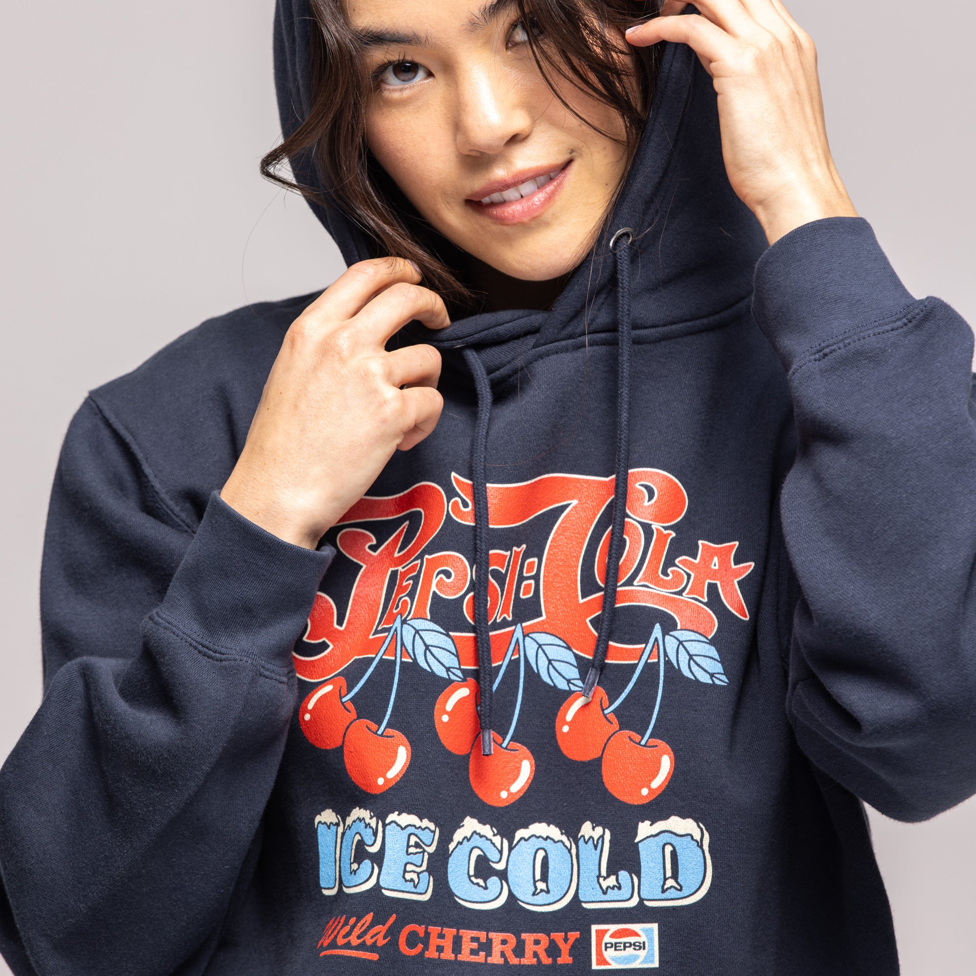 Navy blue hoodie with red 