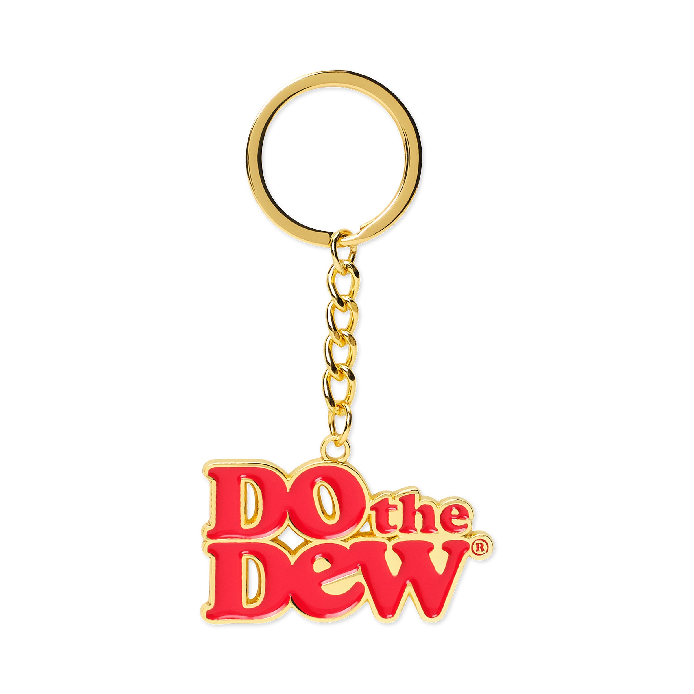 Red and gold enamel keychain with 