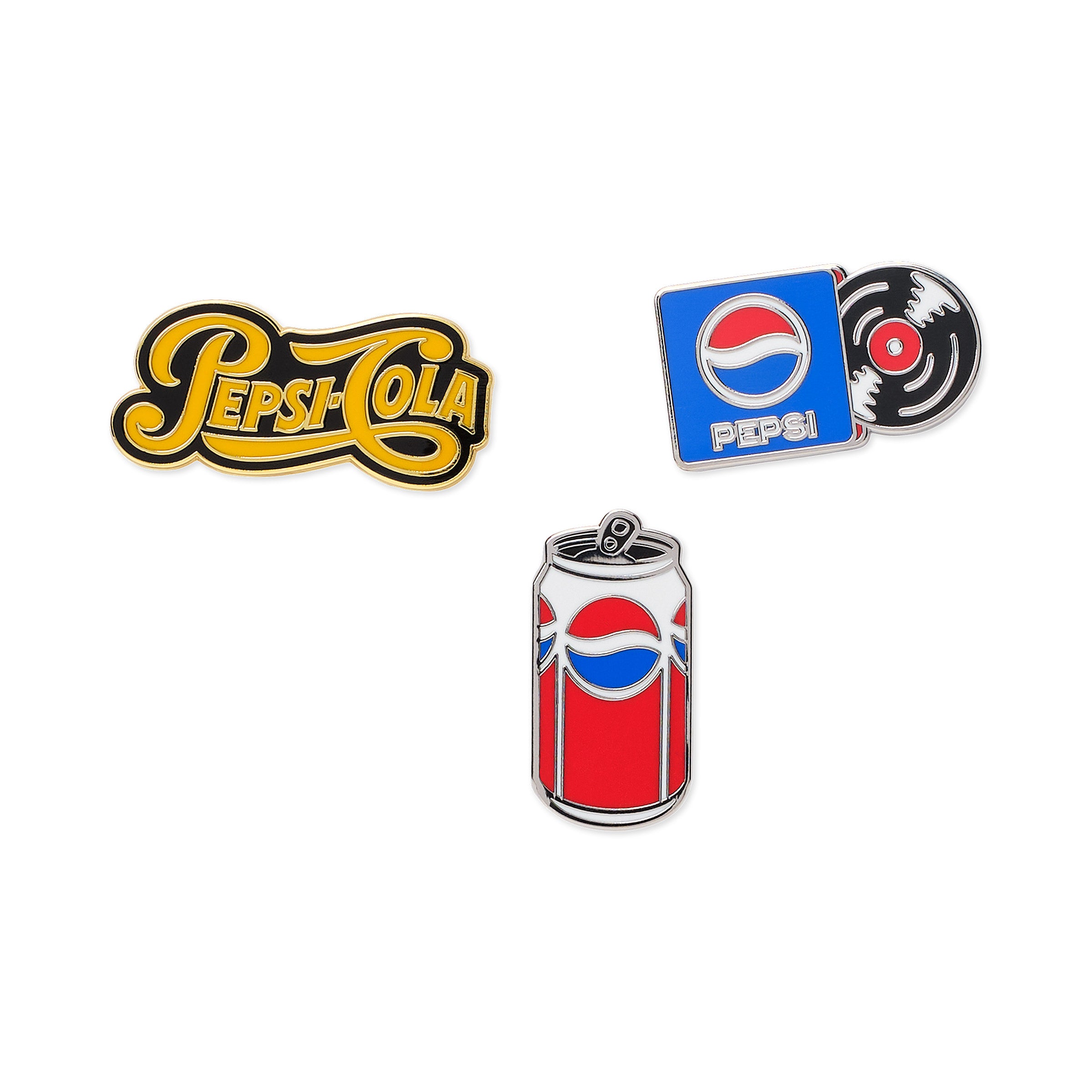Set of 3 enamel pins featuring 