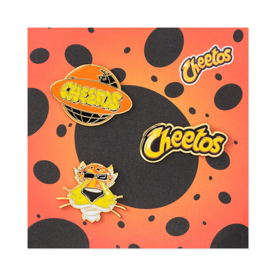 Orange and black enamel pin 3-pack featuring 
