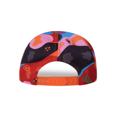 Cheetos X JaeTips camo snapback, back view showing the snapback closure