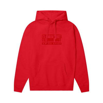 Red hoodie with tonal embroidered 