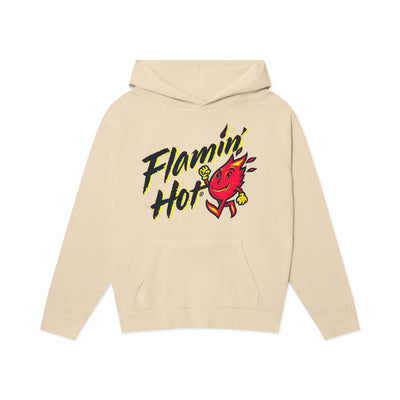 Cream hoodie with black script 