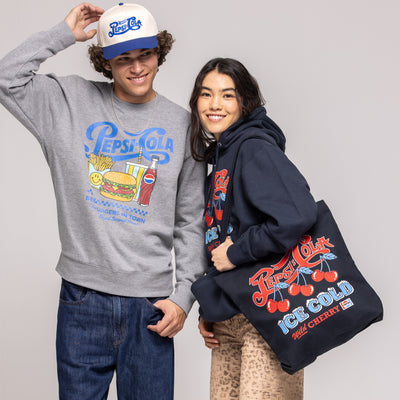 Navy tote bag with red-and-blue 