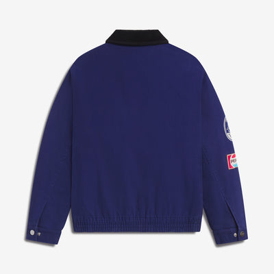 Back of the navy Pepsi canvas workwear jacket