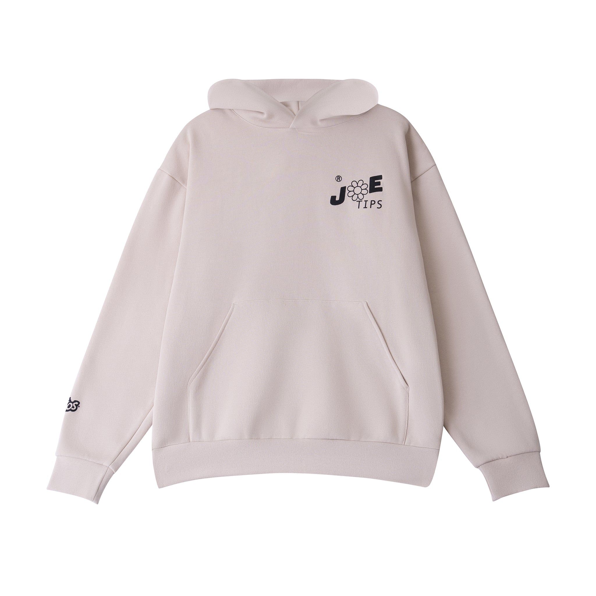 Cheetos X JaeTips Puffed Chester hoodie in cream, front view with chest logo