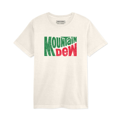 Cream short-sleeve tee with distressed 