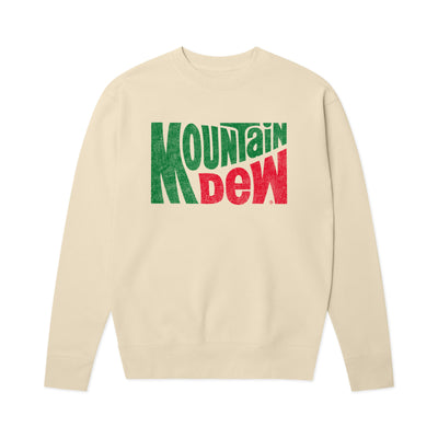 Cream crewneck sweatshirt with distressed 