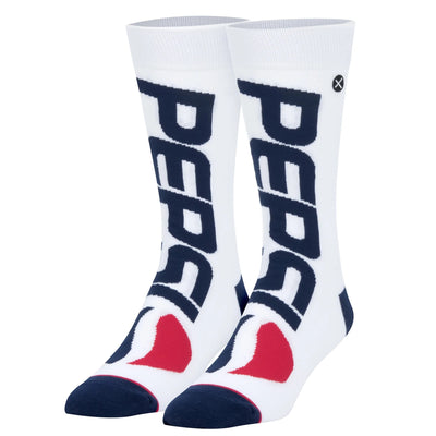 White crew socks with large navy 