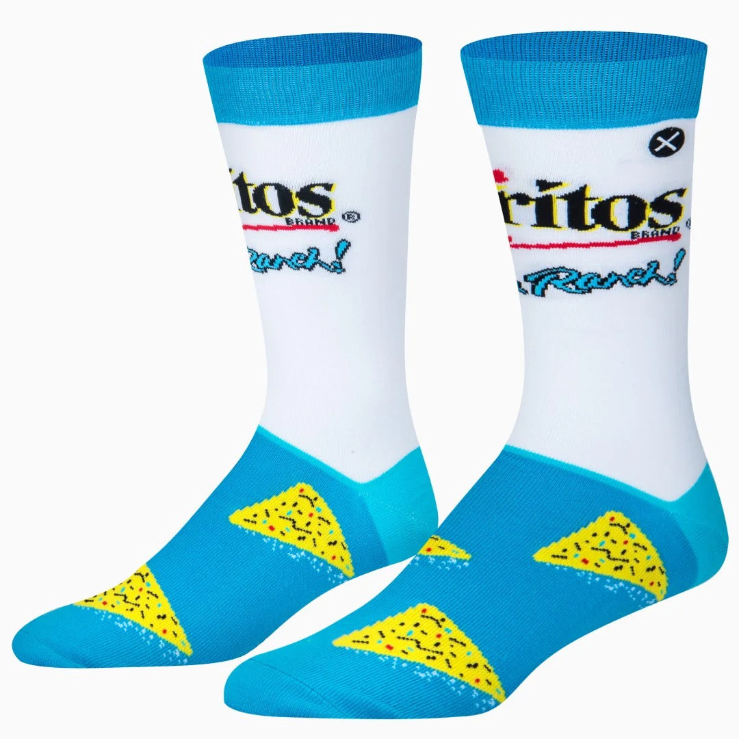 White and blue crew socks with 