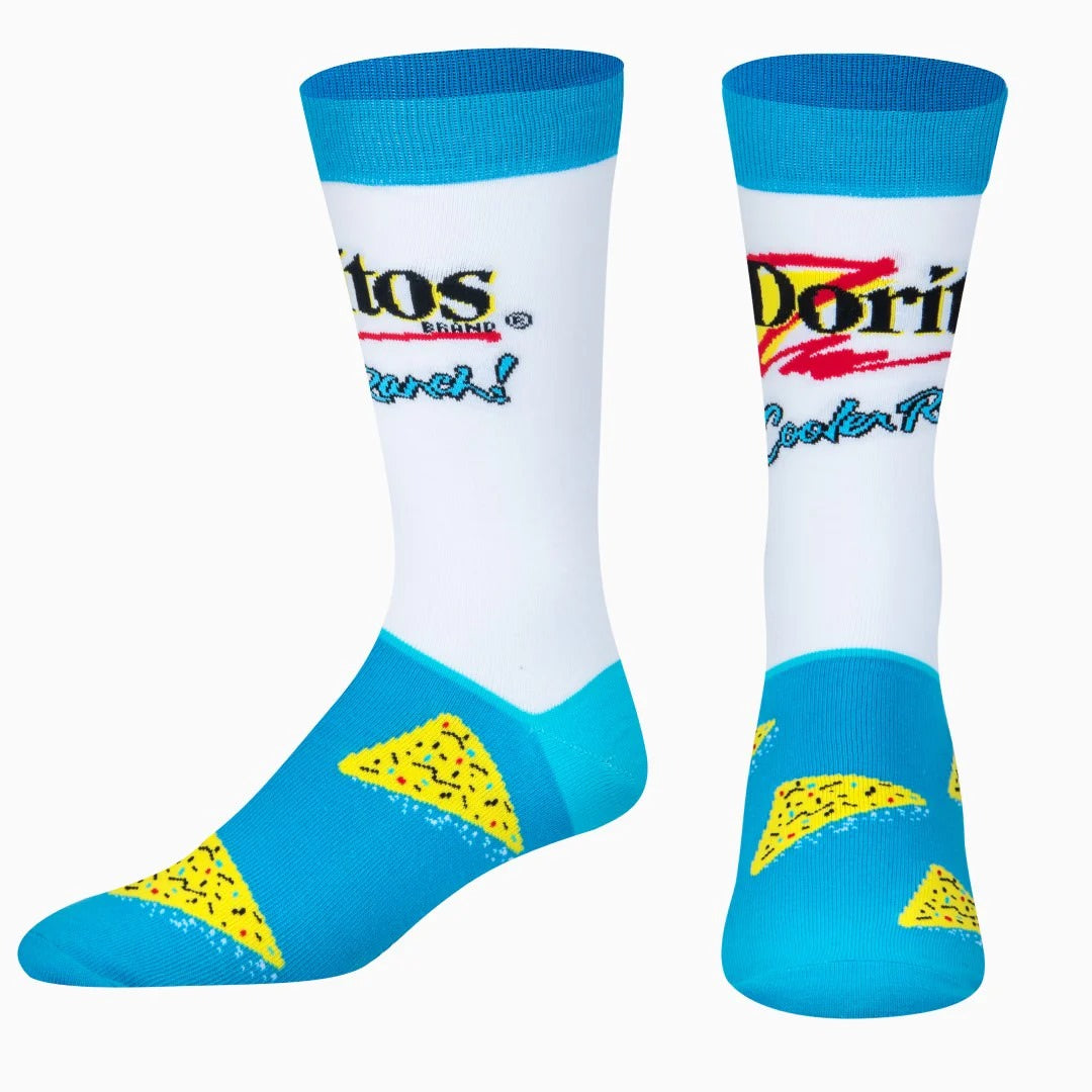 White and blue crew socks with 