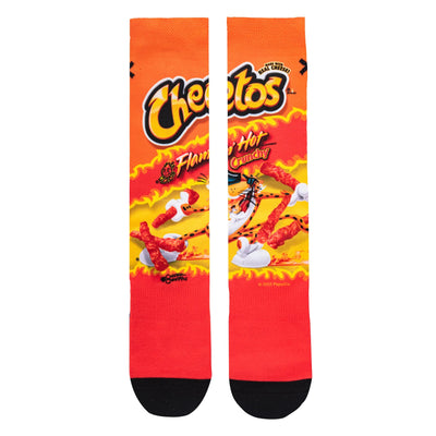 Orange-red crew socks printed with 